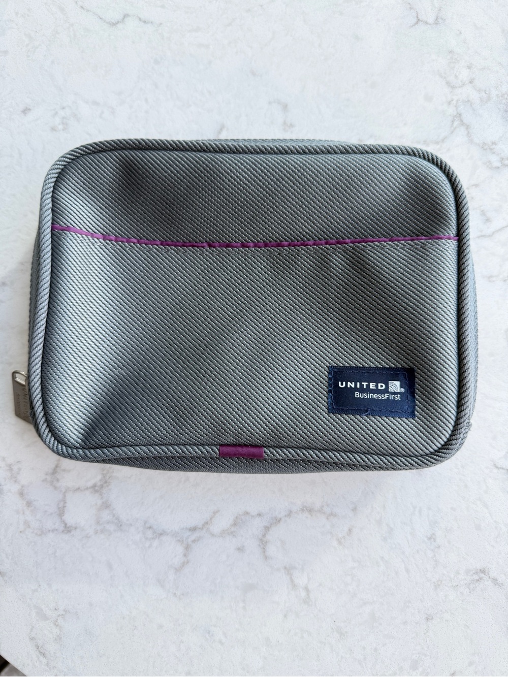 United BusinessFirst Gray Men's Toiletry Bag with Purple Accent